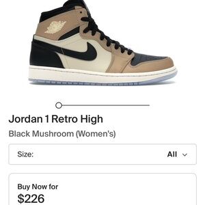 Nike Jordan 1 Retro High Black Mushroom (Women’s)
